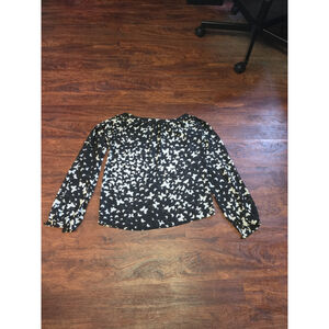 Lauren Conrad black white sheer shirt top size XS cute sleeves with bows